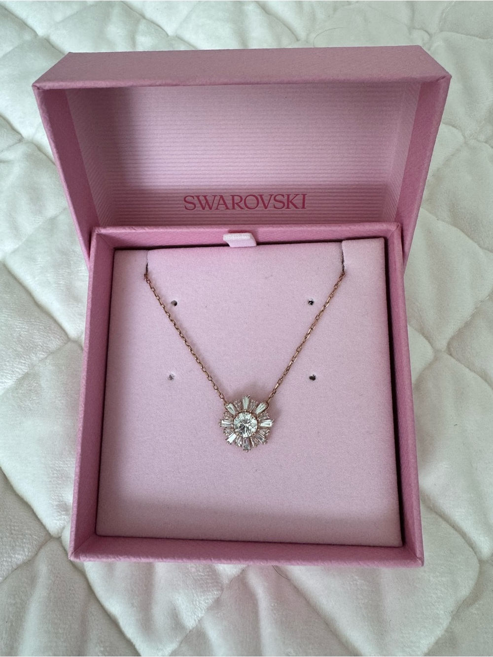 Swarovski Rose-Gold Floral Crystal Pendant Necklace